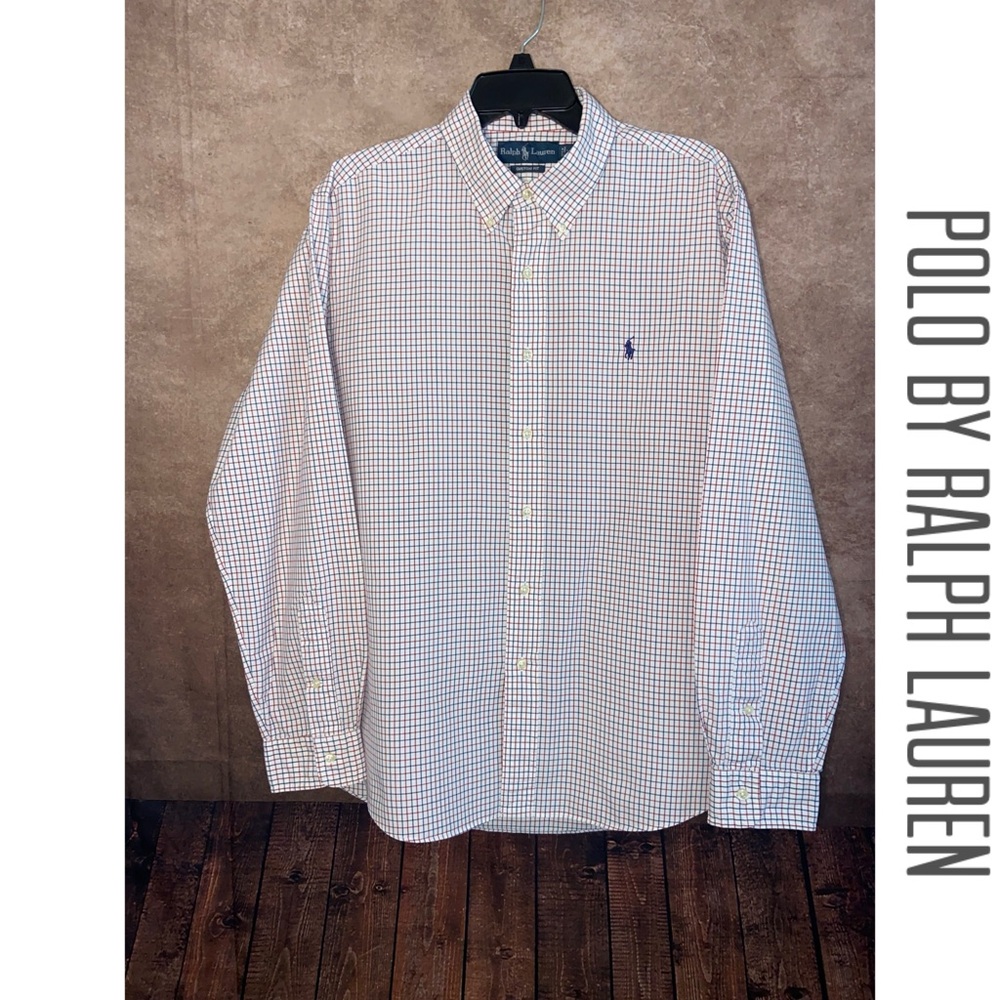 Polo Ralph Lauren~Button Down Long Sleeve Shirt Red/White/Blue~Men's XL~EUC